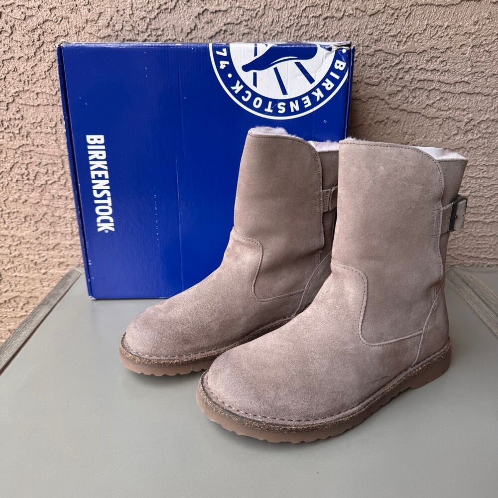 Birkenstock Uppsala Shearling Boots Women's Size 38EU or 7US Gray Taupe Leather